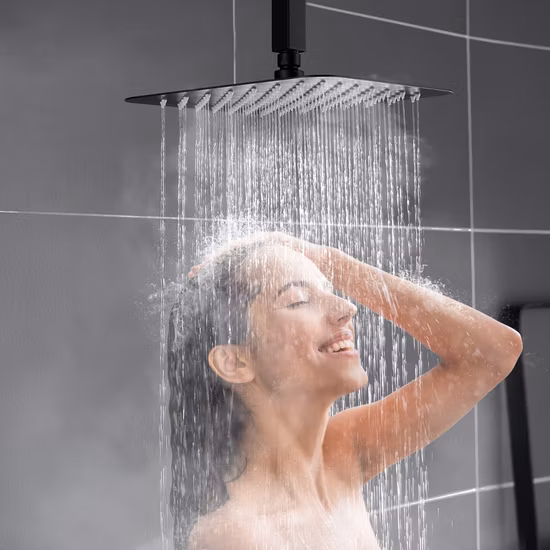 Rectangular Shower Sets Matte Black Solid Brass Shower Systems Shower Faucet System