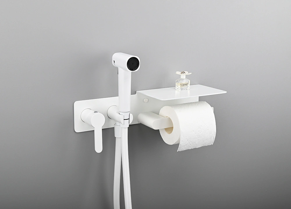 Factory Sale Various Single Handle Smart Wall Mounted Brass Toilet Bidet Bathroom Mixer Sprayer Faucet with Toilet Paper Holder