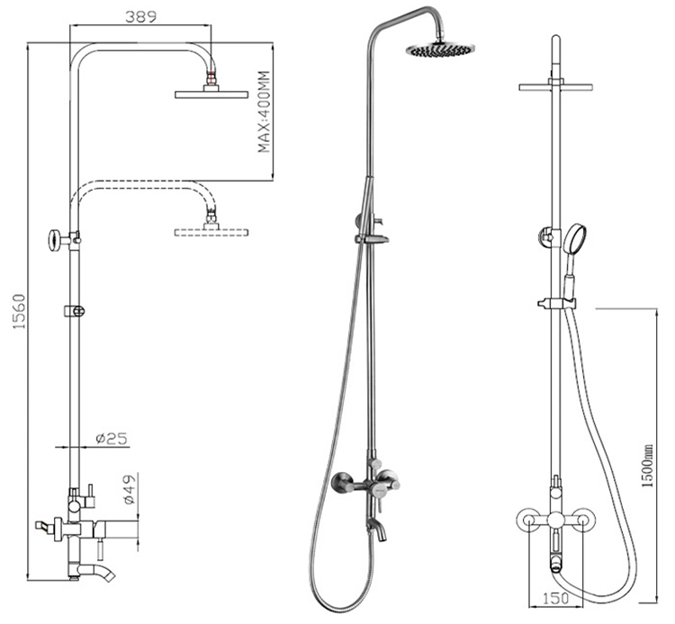 Ablinox Stainless Steel Luxury Hand Held Shower